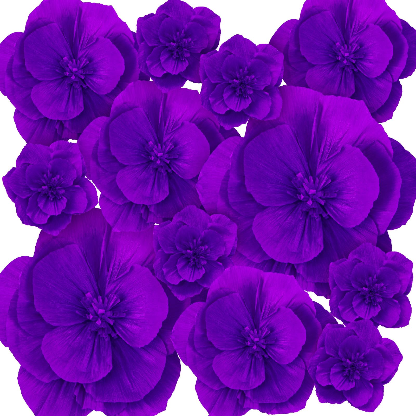 Photo 1 of Humyoun Giant Paper Flowers Artificial Paper Flower Decorations for Wedding Graduation Bridal Shower Birthday Handcrafted Wall Backdrop Table Centerpieces Party Supplies(Purple,12 Pcs)