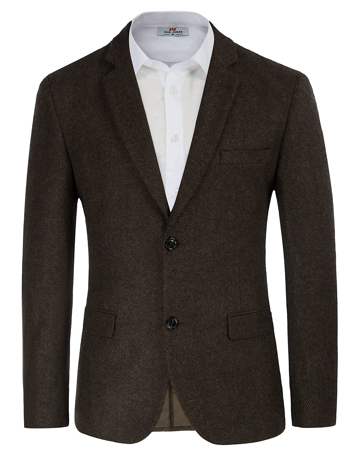 Photo 1 of Blazer Suit for Men Casual 2 Button Jacket Suit Notch Lapel Wool Blend Brown, 2XL