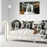 Design Art Slow Motion Waterfall on Rocks Landscape Art Canvas Print, 40x20