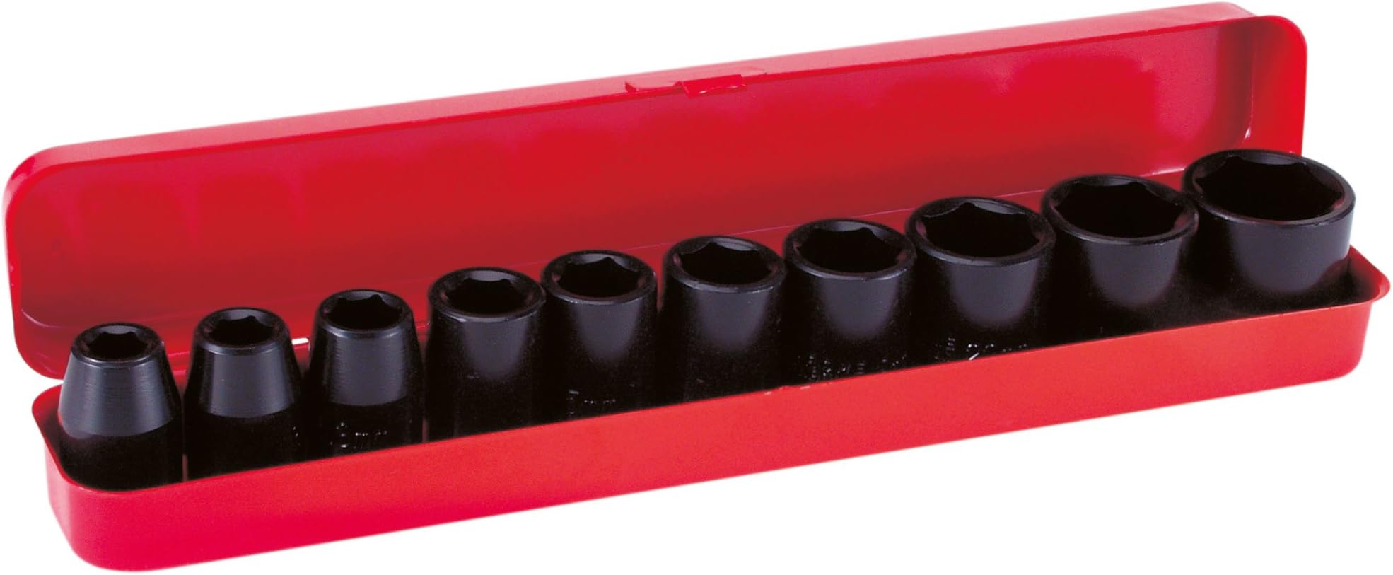 Mecafer 153188 Spanner Sockets for Impact Wrench 1/2 Inches (10, 11, 13, 14, 15, 17, 19, 22, 24, 27 mm)
