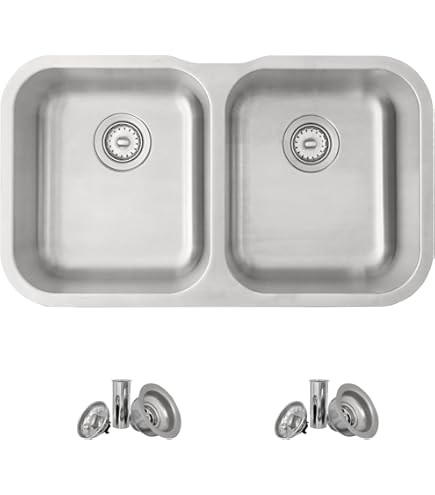 32 Inch Undermount Double Bowl Kitchen Sink, 18 Gauge Stainless
