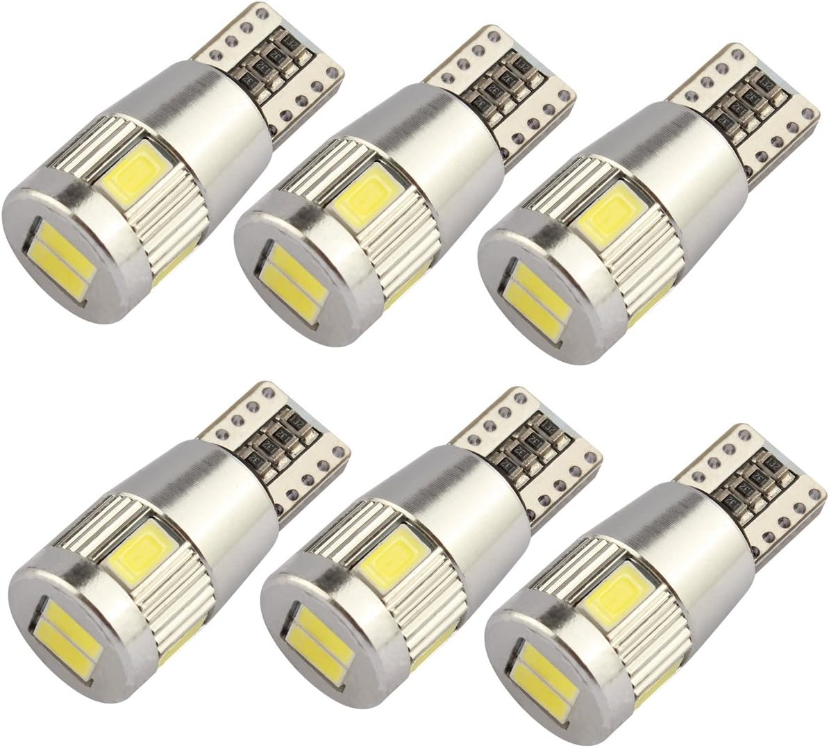 Bulbeats 6pcs T10 Led Bulbs Error Free 194 168 175 2825 W5W 158 161 T10 Wedge Interior Lights,License Plate light, Dome light,Map Courtesy Side light,Marker light.Xenon White(Best Value on the market)