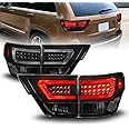 AmeriLite for 2011-2013 Jeep Grand Cherokee WK2 LED Tube Smoke Black Replacement Tail Lights Assembly Set - Passenger and Driver Side