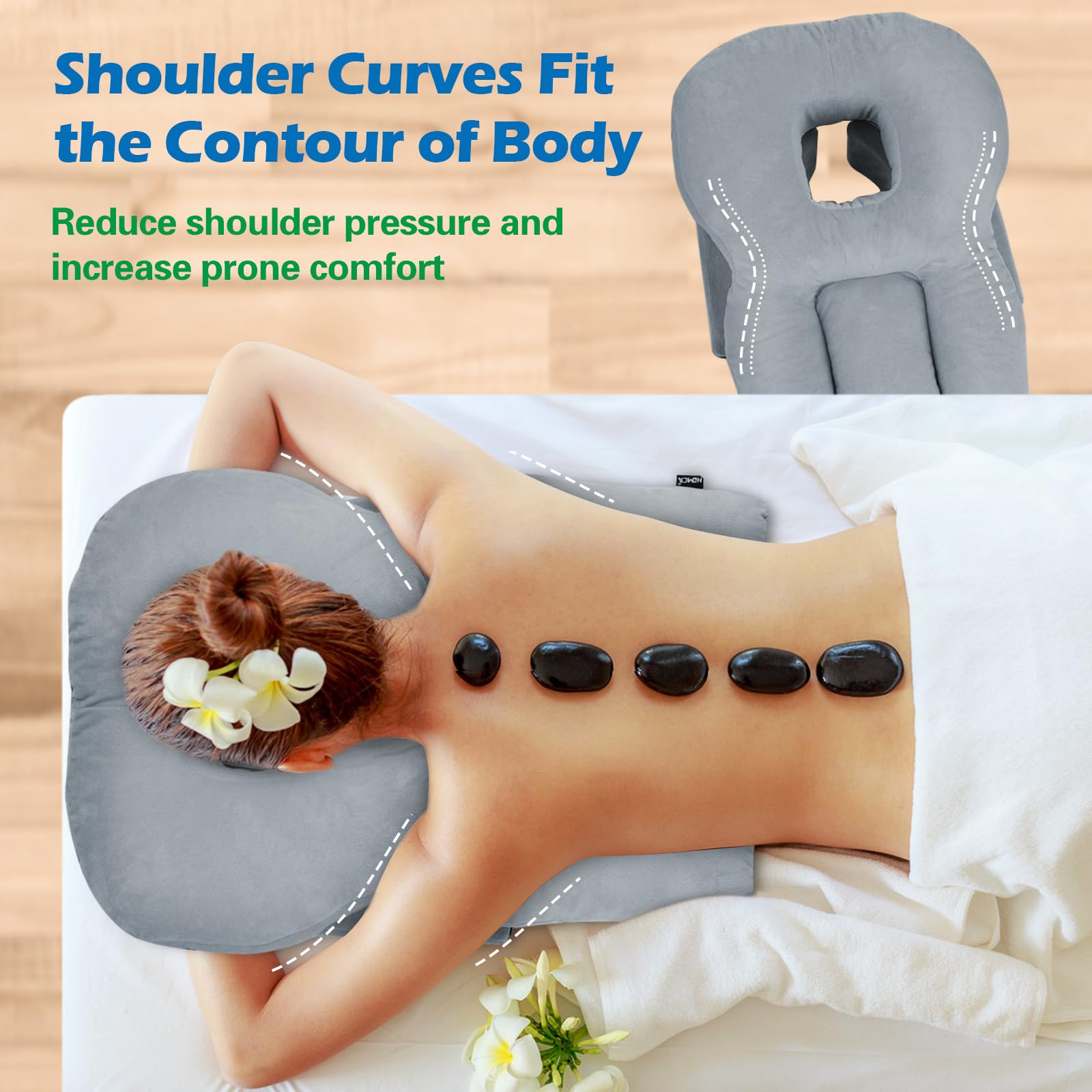 HOMCA Face Down Pillow for Eye Surgery – Stomach Sleeping Pillow with Soft Support, Home Massage Pillow with Shredded Memory Foam for BBL/Retinal Surgery, Not for Adults with Larger Body Frames