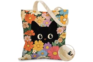 Aesthetic Canvas Tote Bag with Inner Pocket, Cloth Cotton Totes Bag with Pattern for Shopping, Gym, Retirement Gift for Women