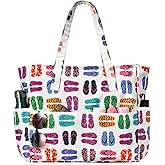 oscaurt Beach Bags for Women Large Waterproof Sandproof Beach Tote Swim Pool Bag with Zipper for Travel Vacation Essentials