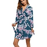 HOTOUCH Womens Robe Lightweight Short Knit Bathrobe Soft Ladies Sleepwear with Pockets