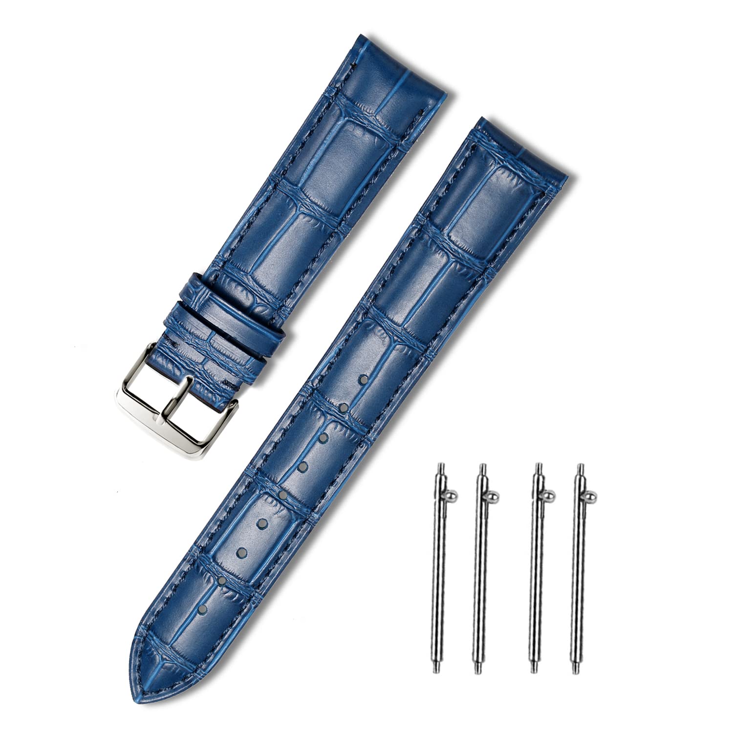 MUENShop Leather Watch Strap Crocodile Quick Release 18mm 20mm 22mm 24mm Black Brown Blue Green Classic Design Calf Leather Replacement Watch Band for Men Women