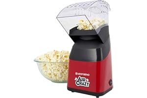 WEST BEND PC8448RD13 Air Crazy Hot Air Popcorn Machine with New Venting Technology & Longer Butter Tray Healthy Air Popped Sn
