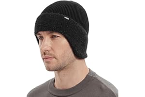 Wmcaps Winter Fleece Line Beanie with Earflap for Men Women, Outdoor Warm Thermal Knitted Hat Stocking Caps