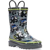 Western Chief Boys Waterproof Printed Rain Boot with Easy Pull On Handles