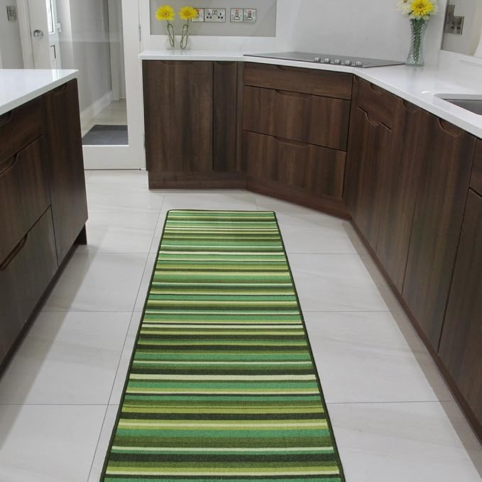 The Rug House Green Stripe Anti Creep Entrance door mat and runner rugs