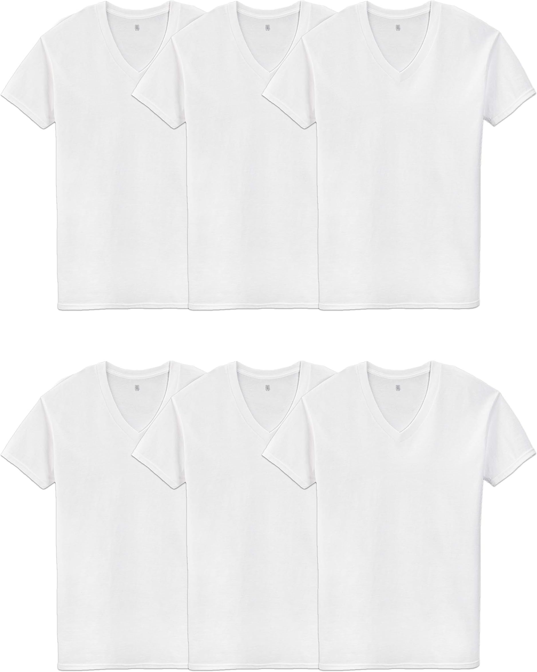 B.V.D. Men's 6 Pack White V-Neck T-Shirt