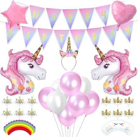 Amazon Co Jp 誕生日飾り付け ユニコーン ピンク 女の子 子供 ヘッドバンド ケーキトッパーとラッパー Happy Birthdayバナー アルミバルーン 28枚セット おもちゃ Amazon Co Jp 誕生日飾り付け ユニコーン ピンク 女の子 子供 ヘッドバンド ケーキトッパーとラッパー Happy Birthdayバナー アルミバルーン 28枚セット おもちゃ