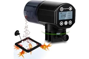 Aoyar Automatic Fish Feeder for Aquarium: with Feeding Ring Vacation Auto Fish Food Dispenser, Electric Adjustable Small Fish Feeder Timer for Goldfish Turtle Betta Koi in Tank (2 Install Methods)