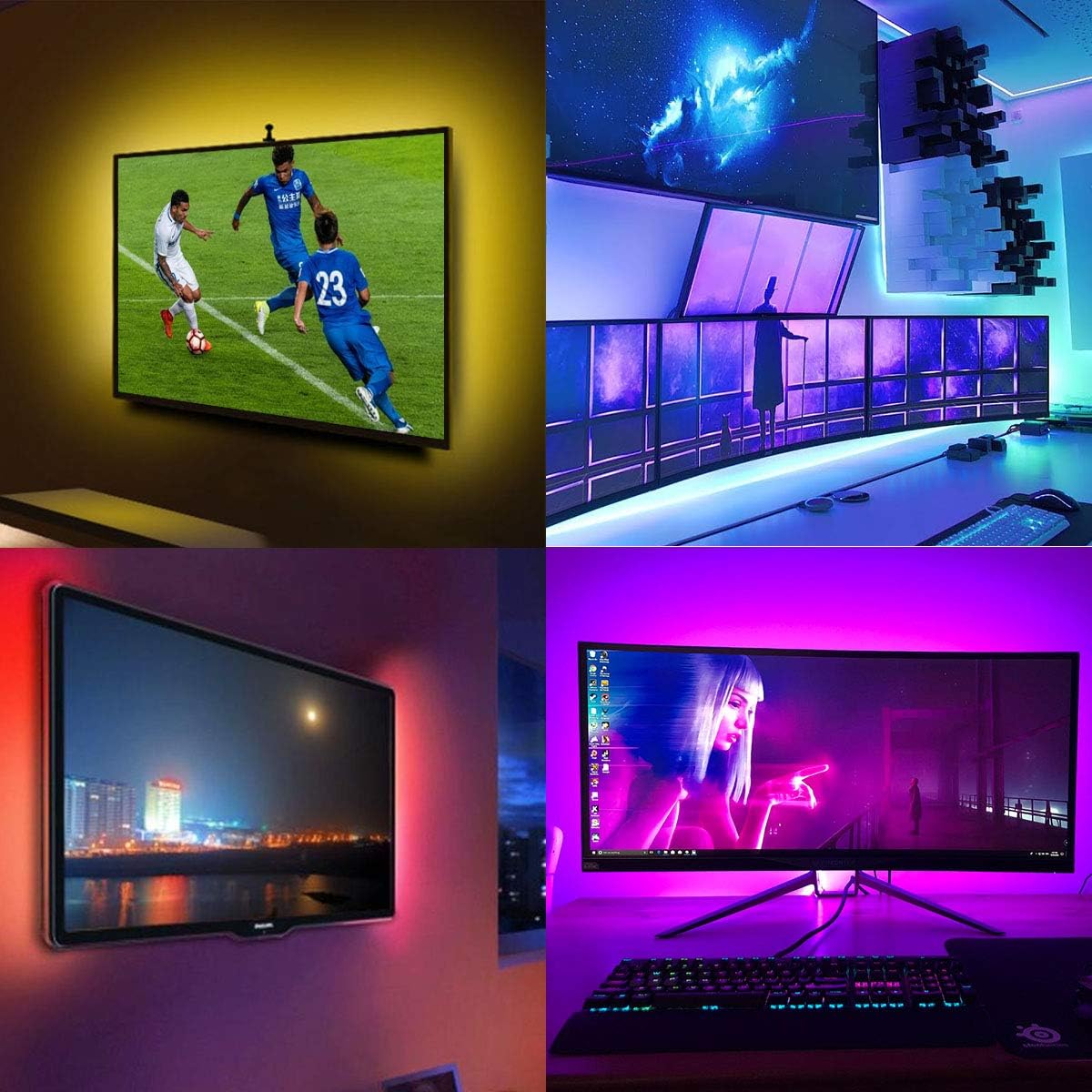 Daybetter Led Strip Lights 16.4ft 5m Flexible Color Changing RGB Led Light Strip 5050 150leds LED Tape Lights Kit with 44 Keys IR Remote Controller and 12V Power Supply: Home Improvement