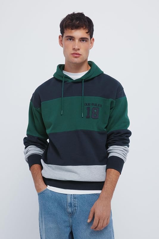 Block Colour Sweatshirt, Grün, S für Herren
