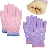 Kids Winter Warm Gloves Knit Thermal Cold Weather Fleece Lined Gloves for 8 9 10 11 12 13 Yers Girls Boys
