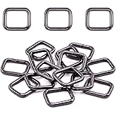 Swpeet 60Pcs 3/4 Inch - 20mm Gun-Black Metal Rectangle Ring, Webbing Belts Buckle Metal Rings for for Belt Bags DIY Accessories Keychains Belts and Dog Leash (Gun-Black, 3/4 Inch)
