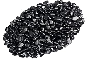 ZenQ 1 lb Black Obsidian Tumbled Stone Chips Crushed Natural Crystal Quartz Pieces