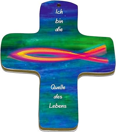 metALUm Premium Wandkreuz aus Metall und MDF | Ichtys | #52018