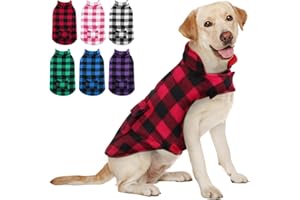 AOFITEE Reversible Dog Coat, Warm Dog Jacket Plaid Winter Coat for Dogs, Thick Padded Dog Vest for Winter Dog Snow Jacket Cold Weather Dog Coats with Leash Hole for Small Medium Large Dogs