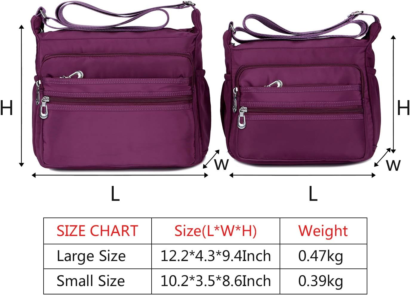 NOTAG Womens Shoulder Bag Multi Pocket Crossbody Bag Waterproof Tote Handbag Travel Purse Lightweight Messenger Bag for Casual Sport Hiking Travel 2 Size (L - Image 3