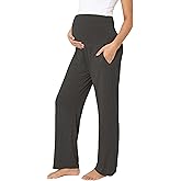 BRATUC Maternity Pajama Pants Viscose from Bamboo Pregnancy Lounge Pants Soft Comfy Loose Stretchy Trousers with Pockets