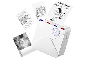 Omezizy Bluetooth Mini Thermal Printer 300 DPI, Wireless Mini Pocket Printer, M02S Mini Inkless Sticker Printer, Print Pod, Mini Printer Sticker Maker for Study Notes, Photo Printing, Gifts