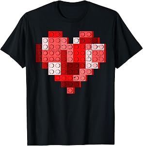 Valentines Day Heart Building Blocks Bricks Boys Kid Toddler T-Shirt