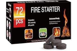 PECROL Fire Starter - 72 PCS Natural Charcoal Fire Starters for Campfires, Camping, BBQ, Fire Pit Starter & BBQ Starter - Wood Fireplace Starter for Grill