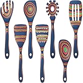 7 Pcs Wood Cooking Utensils Set, Wooden Kitchen Utensil Set for Cooking, Wooden Cooking Spoons & Spatulas, Safe for Non-Stick Cookware