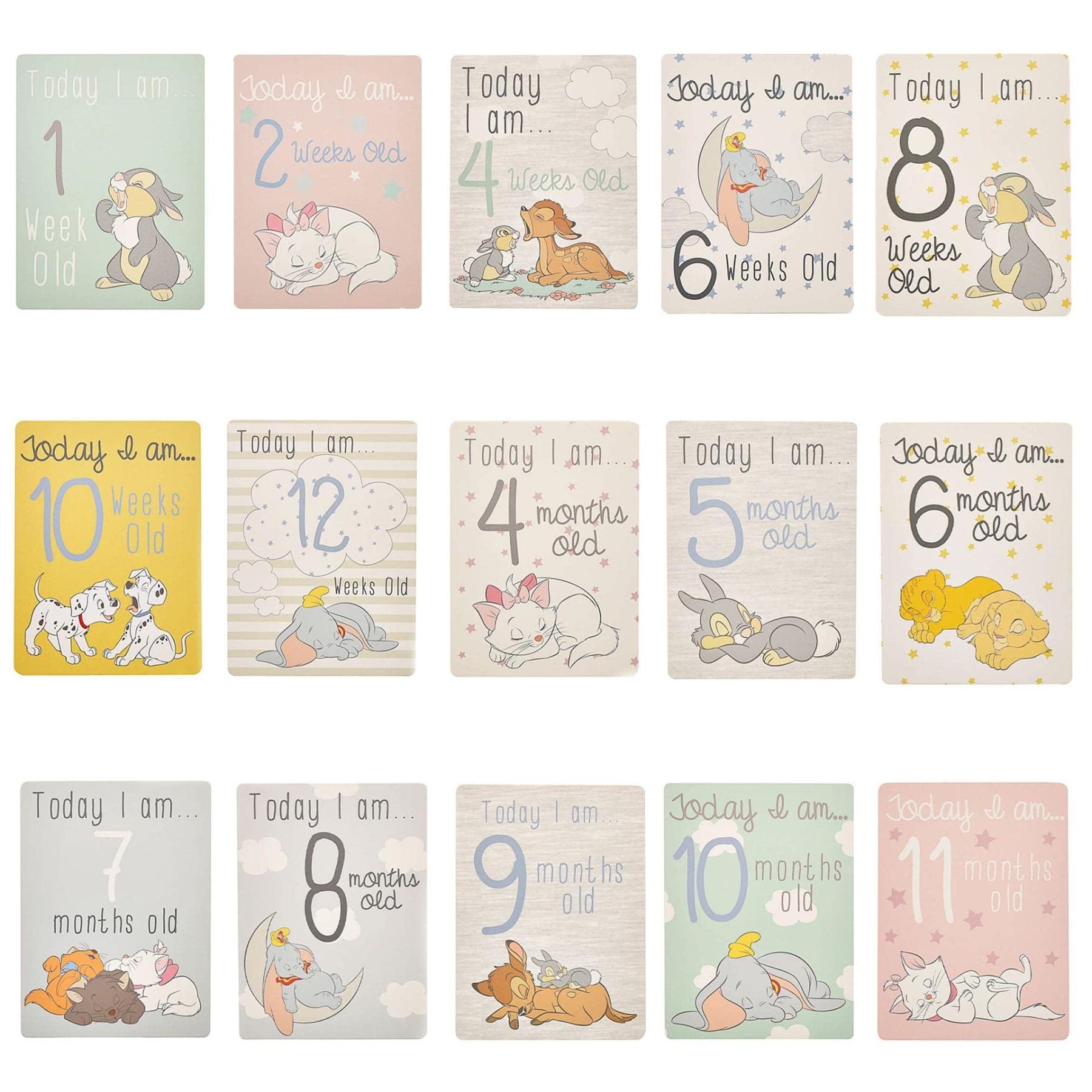 Disney Baby Milestone Cards Contains Dumbo, Thumper, Dalmations, Bambi, and more - Pack of 30 3396