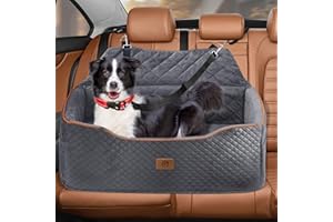 OTOB Dog Car Seat for Large Medium Dog Under 55Lbs, Detachable Washable Dog Booster Seat for 2 Small Dogs Puppy with 2 Safety Leash, Thickened Memory Foam Pet Car Seat, Cooling Mat Travel Car Seat Bed