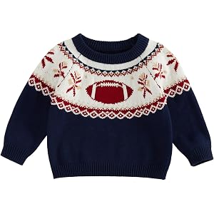 Emmababy Baby Football Sweater Toddler Girl Boy Sweatshirt Oversized Knit Pullover Long Sleeve Tops Infant Fall Clothes 0-4T