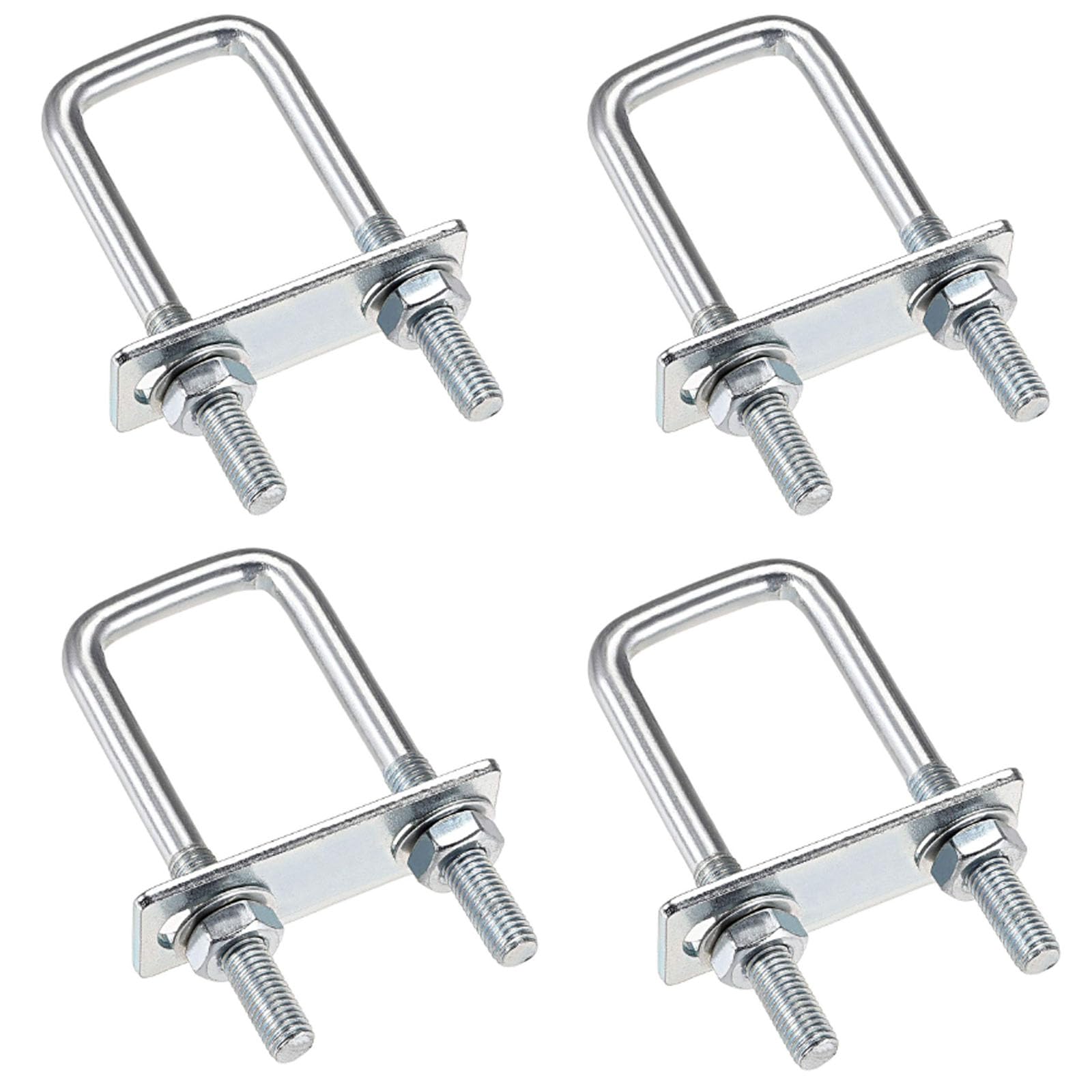 TA-VIGOR 4 sets M8 Square U-Bolts, 25mm Inner Width 90mm Length Steel U-Bolts with Nut, Plate, Washer for Attaching Piping Conduit Cable Tube Brackets Boat Trailer