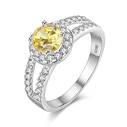 Uloveido Women's Platinun Plated Round Cut Yellow