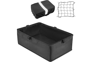 DIRZA Bike Basket Liner with Waterproof Cover and Cargo Net, Heavy Duty Thickened Oxford Cloth Black Basket for Rear Bike Rack