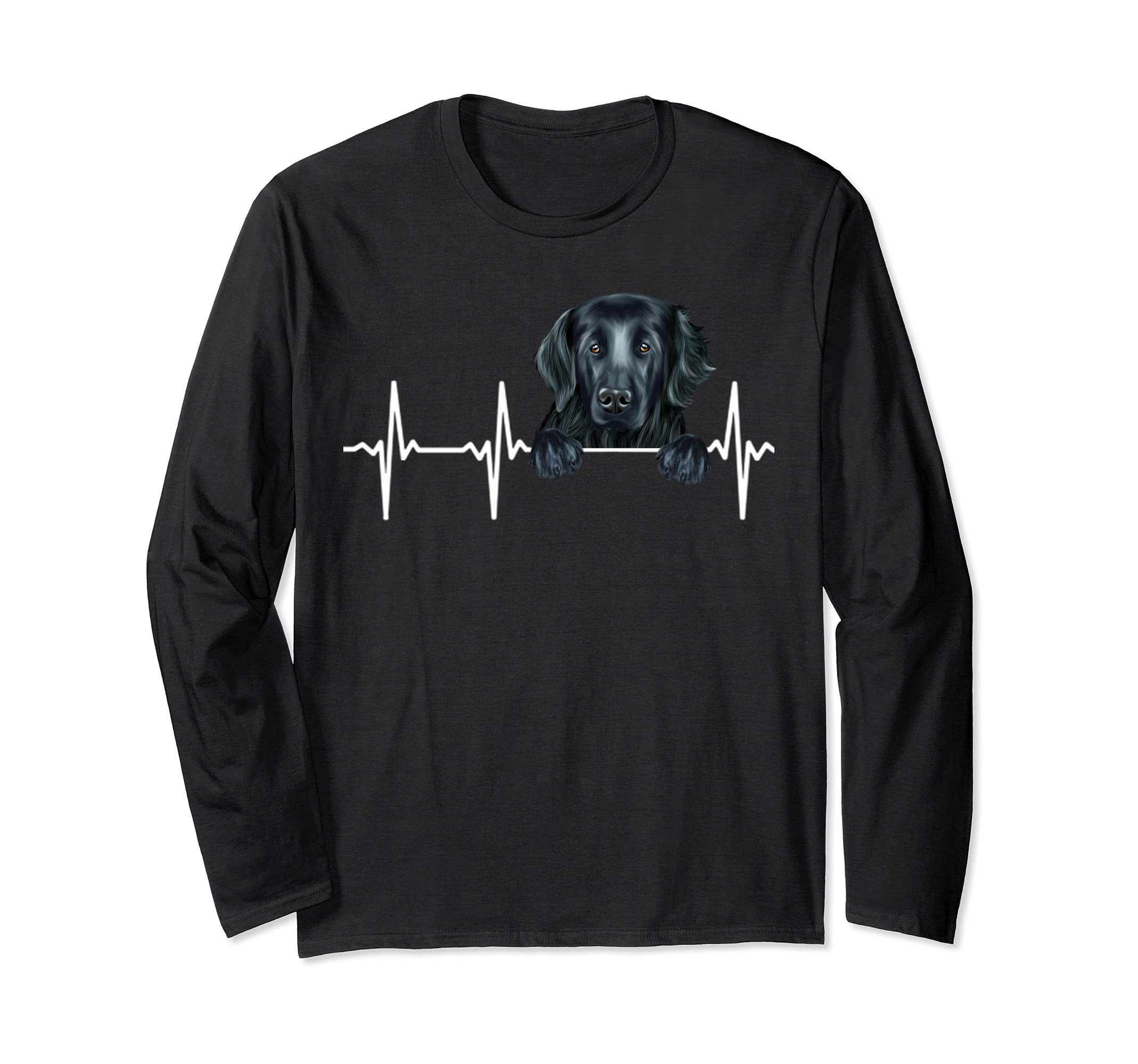Funny Dog Heartbeat For Flat-Coated Retriever Lovers Long Sleeve T-Shirt