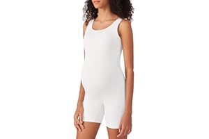 POSHDIVAH Women's Maternity Bodysuit Pregnancy Shapewear Double Lined Sleeveless Tank Top Shorts Romper Jumpsuit
