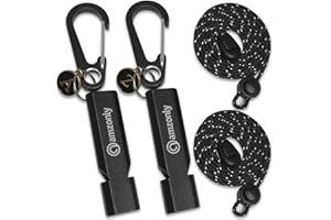 Amzonly Heart-Engraved Aluminum Emergency Whistles for Her/Him, A Pair of Custom-Initialed Whistles with Keychains and Neck Lanyards, for Lifeguard, Coaching, Hiking, EDC Outdoor, Sports, Multi Color