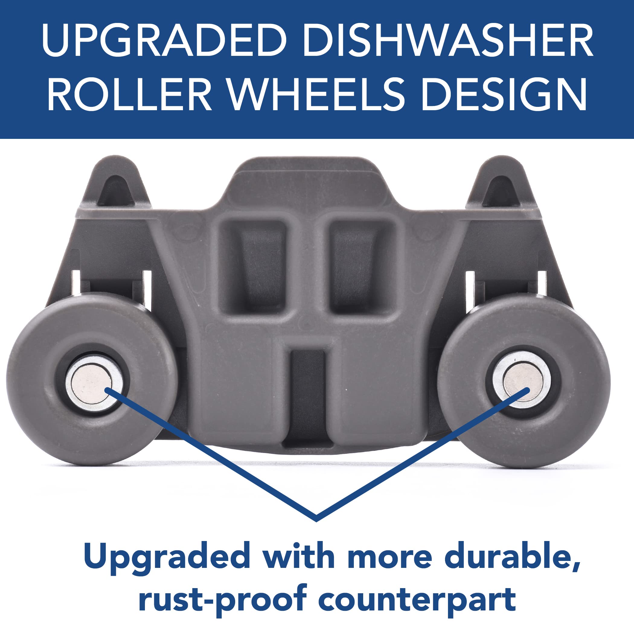 (4-pack) W10195416 NEW UPGRADED Replacement Part for Lower Dishwasher Wheel – Compatible with GE/Whirlpool/Kenmore - AP5983730, W10195416V, W10105417, PS11722152, W10195416VP