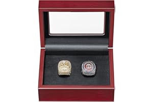 Cooyes Ring Display Case Championship, Sports Baseball Ring Display Case Box For Multiple Rings and For Single/Replica/Softball Ring Display Sports Fan Souvenirs (2 Hole, Mahogany)