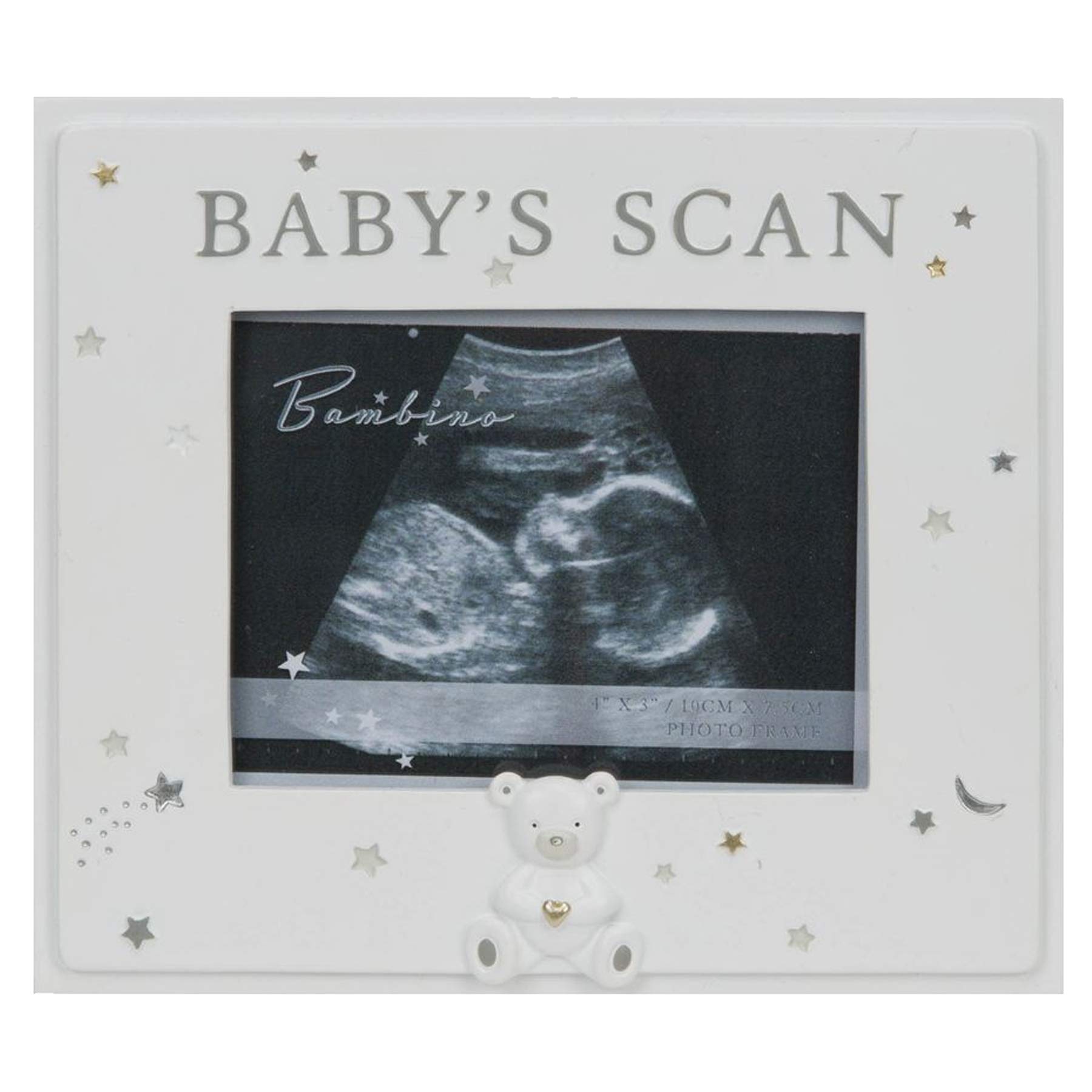 Baby Scan 3'x4' Photo Frame with 3D Teddy and Diamante by Bambino 1087