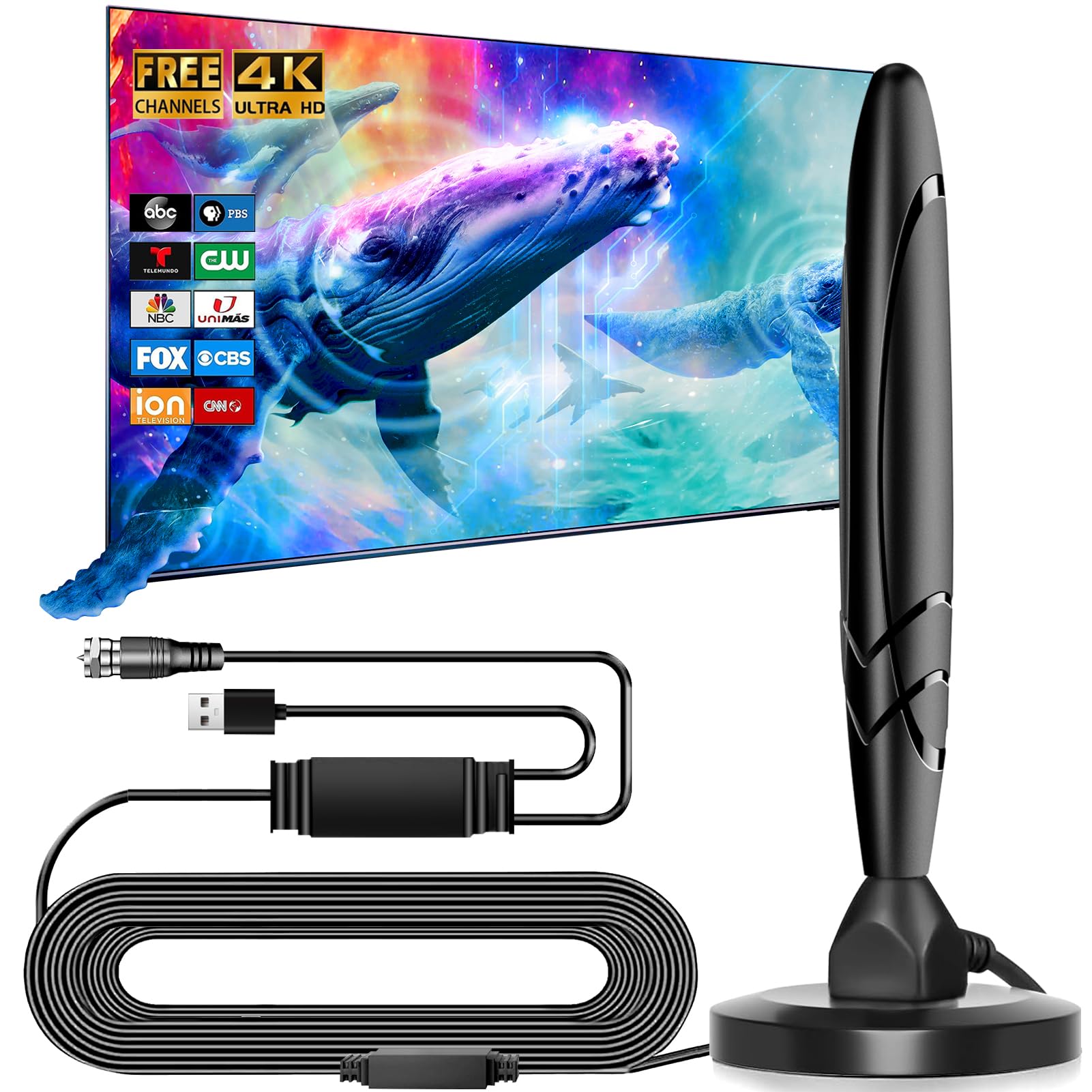Photo 1 of Digital TV Antenna -2025 HDTV Antenna for Smart T V Indoor, Amplified Indoor Antennas with Signal Booster, Detachable Amplifier, TV Antenna for Local Channels