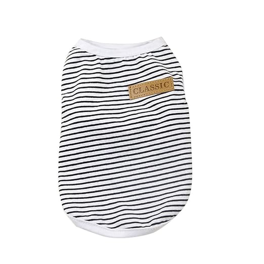 Hawkimin Klassisches Hund T-Shirt, Sommer Gestreift Weste Haustier Kleidung Lässig Baumwolle Welpen Sweatshirt Security Hunde
