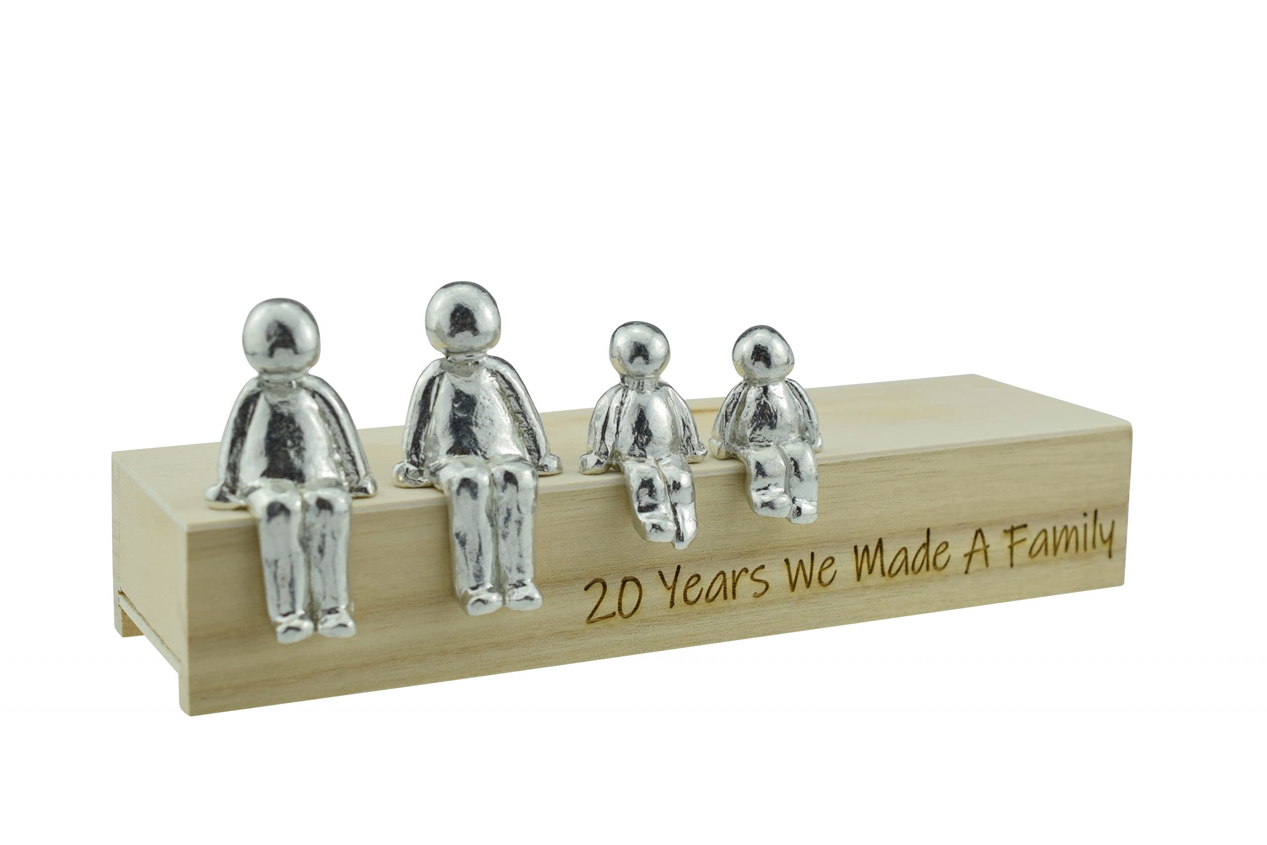 Pirantin 20th Anniversary Idea - 20 Years We Made A Family Metal Ornament - Choose Your Family Combination Box & Woodgrain May Vary(2 Children)