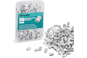 OIMYALSI 150PCS Aluminum Crimping Sleeves 1/16", Double Hole Ferrules with Storage Box for Wire Rope, Cable Crimps, DIY and Outdoor Projects