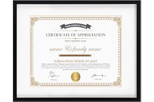 Hoikwo 11x14 Black Plastic Frame with Plastic Cover, Display Certificate Document Pictures 8.5x11 with Mat or 11x14 Without Mat, 1 Pack 11 by 14 Frame for Wall Hanging and Table