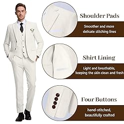 High-End Suits 2024 Ivory Mens Linen Tuxedo Suits